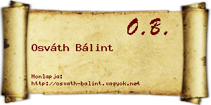 Osváth Bálint névjegykártya